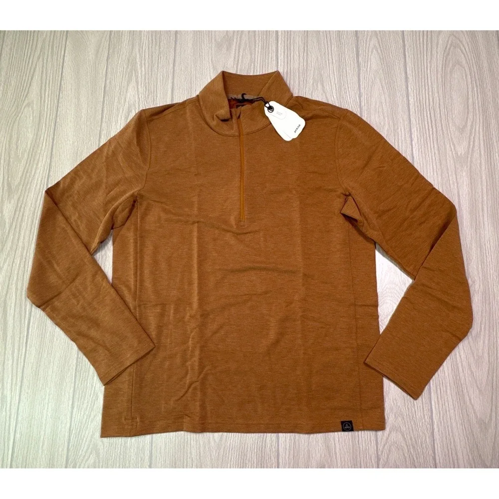 Prana Altitude Tracker 1/4 Zip II Mens Clay Orange Pullover 1972591 M NEW